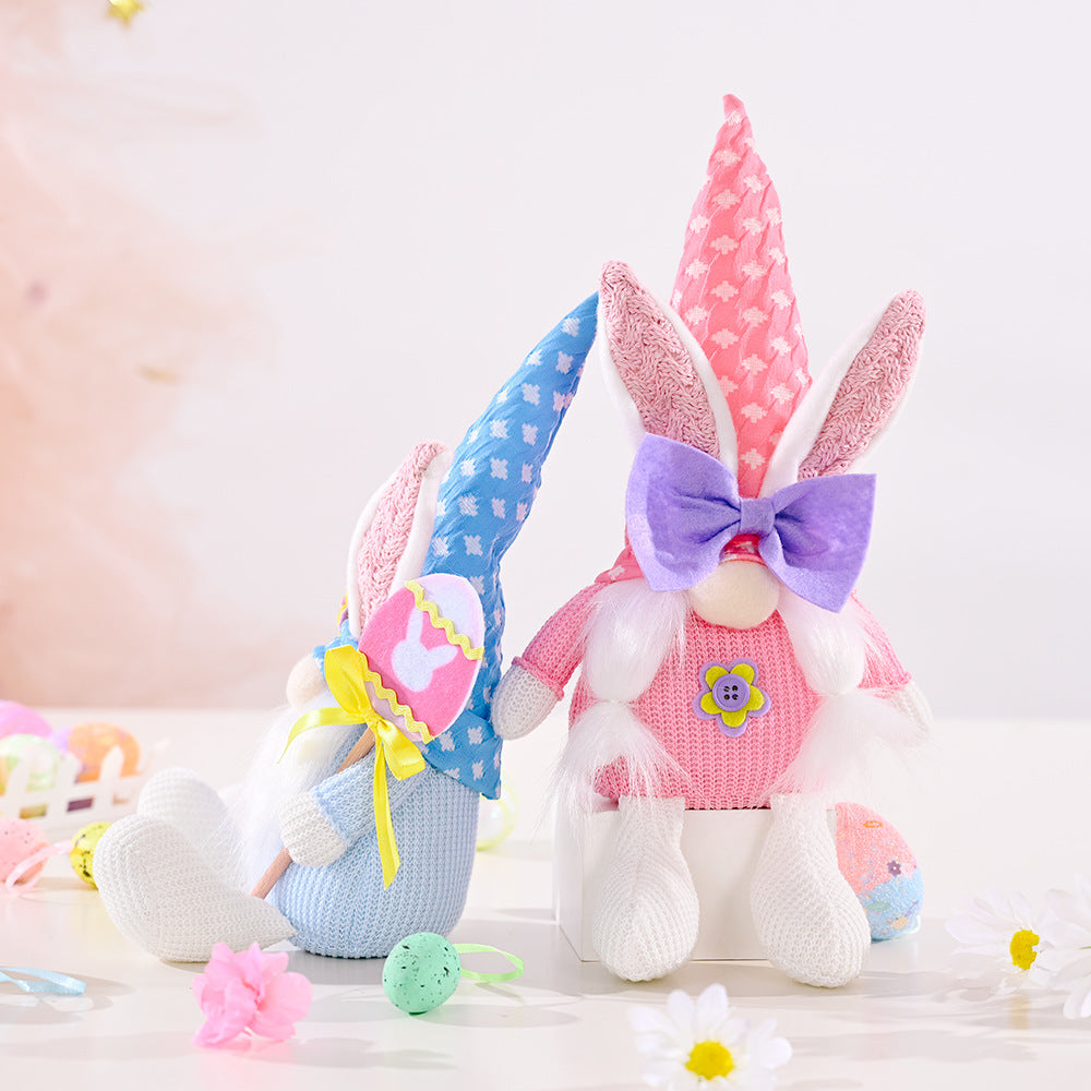 Easter Rabbit Doll Set for Whimsical Pastel Home Decor