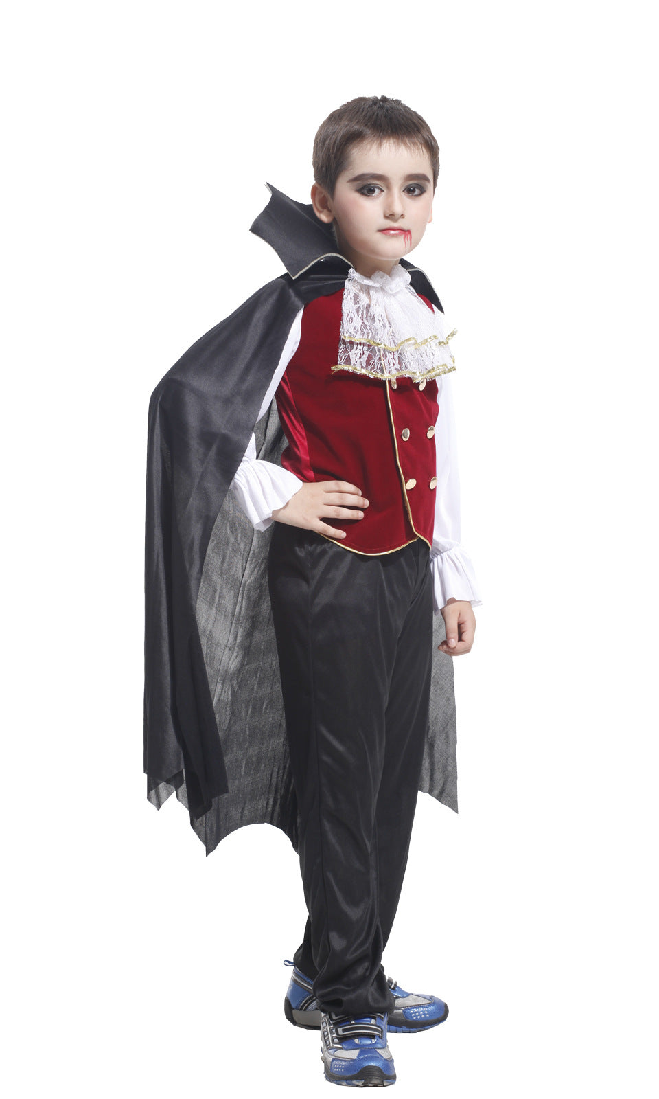 Children's Vampire Costume Set with Dramatic Cape