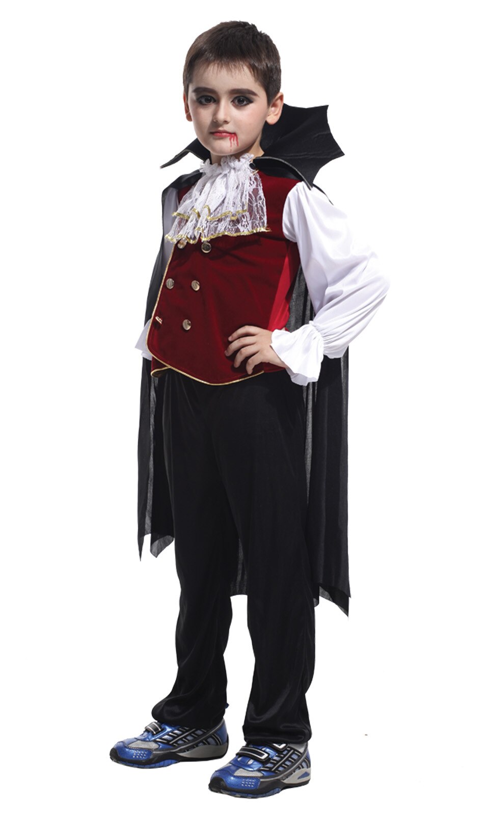Children's Vampire Costume Set with Dramatic Cape