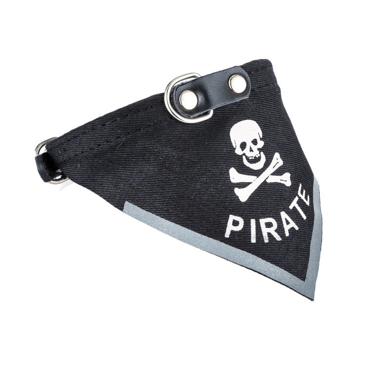 Adjustable Pet Triangle Scarf Collar with Pirate Skull