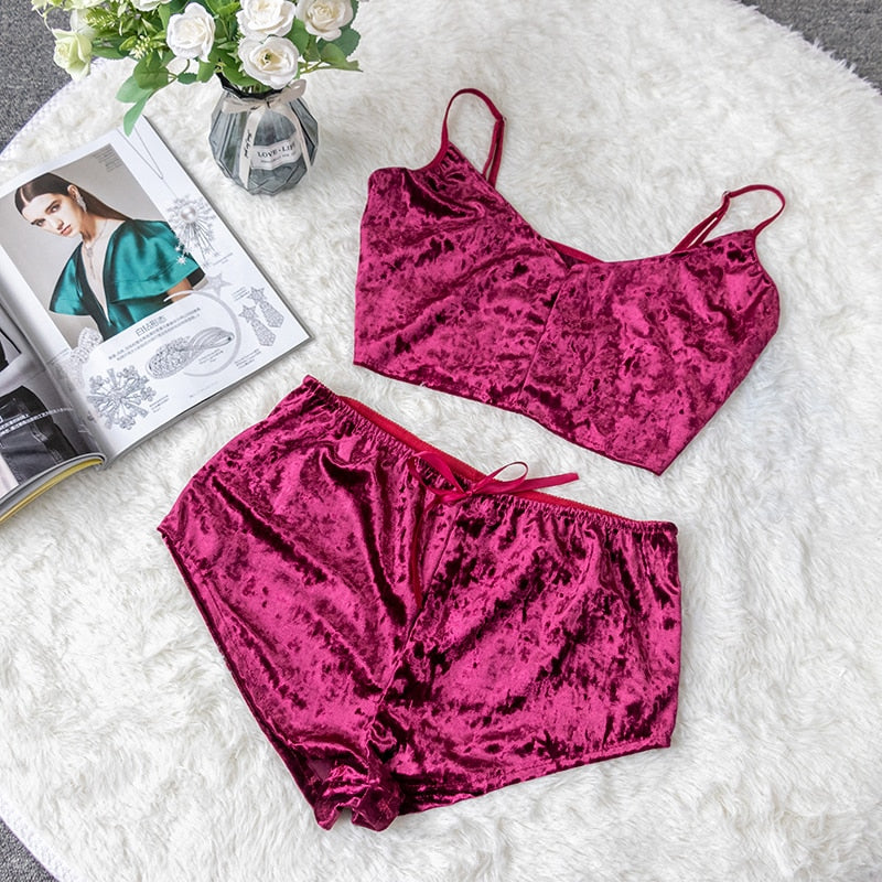 Velvet Pajama Set for Women | Silky Lounge Comfort