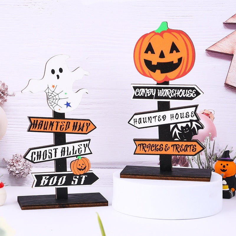 Halloween Wooden Ghost Sign Display for Festive Decor