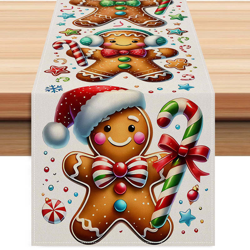 Gingerbread Christmas Table Runner Festive Table Decor
