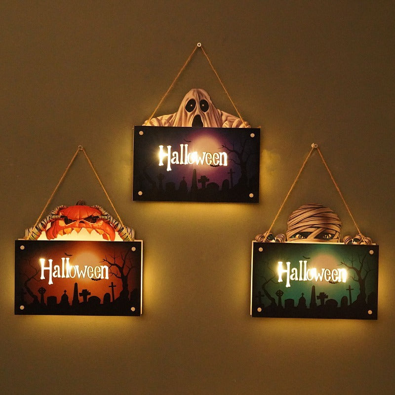 Halloween Wall Sign With Warm Backlit Glow Decoration