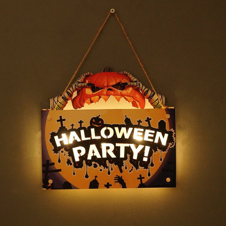 Halloween Wall Sign With Warm Backlit Glow Decoration