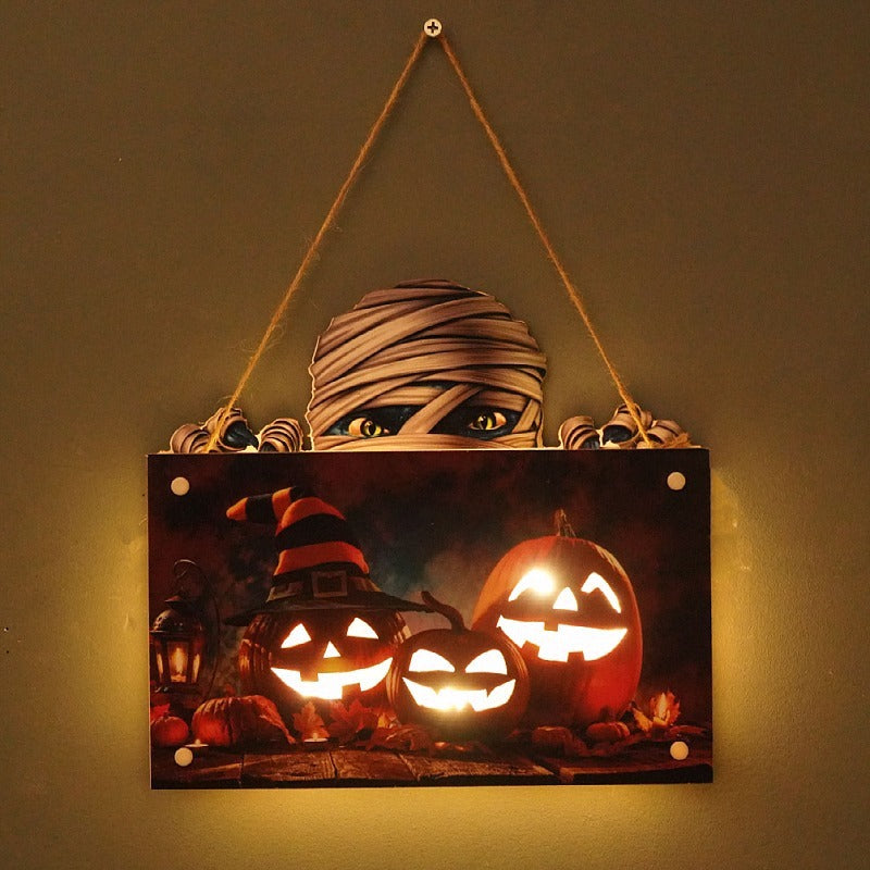 Halloween Wall Sign With Warm Backlit Glow Decoration