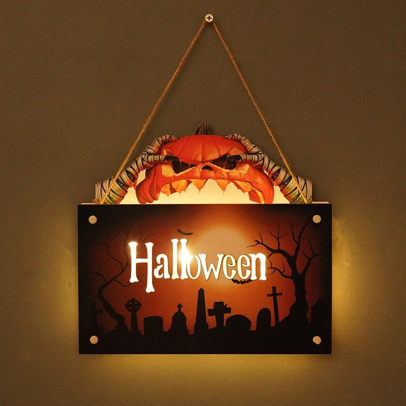 Halloween Wall Sign With Warm Backlit Glow Decoration