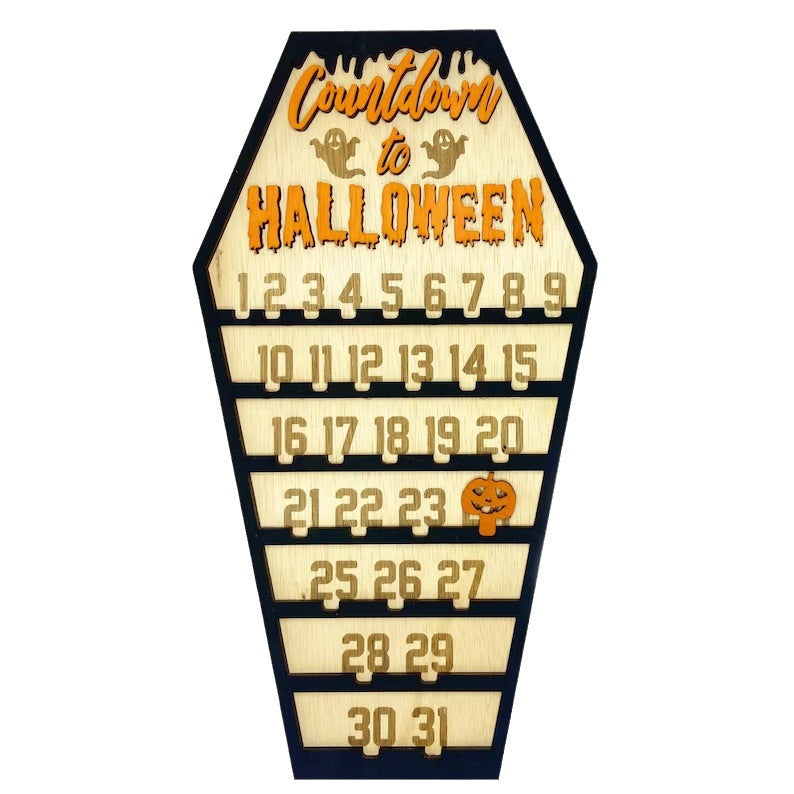 Halloween Wooden Countdown Calendar | 31-Day Mantel Decor
