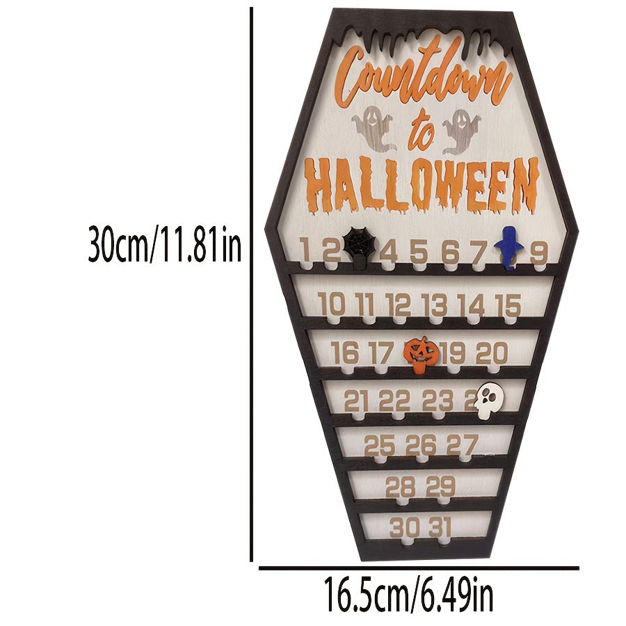 Halloween Wooden Countdown Calendar | 31-Day Mantel Decor