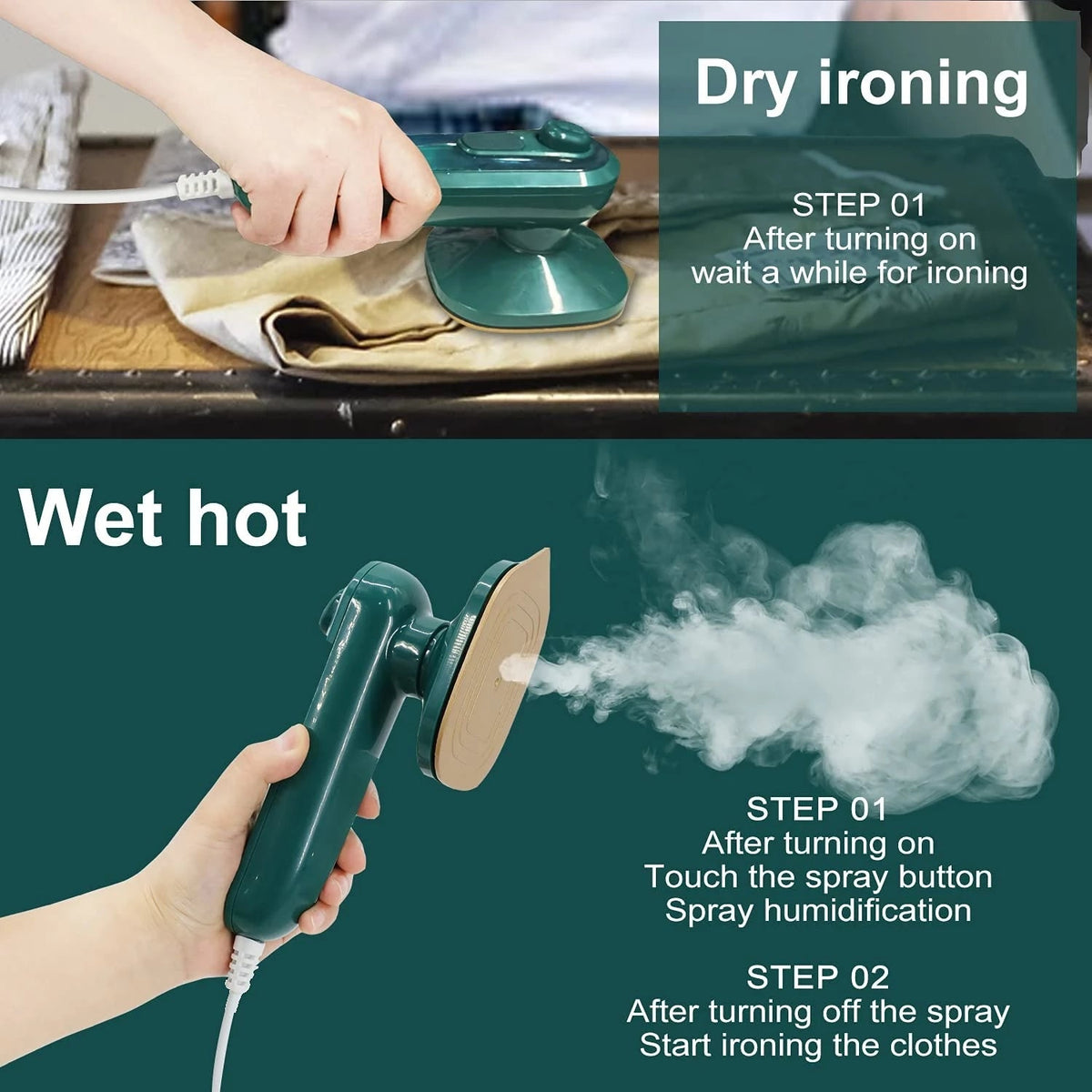 Handheld Steam Iron for Travel, Dorm and Quick Touch-Ups