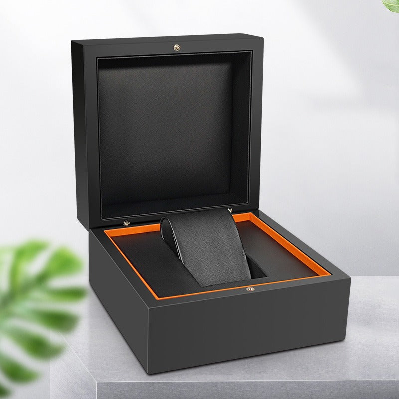 Matte Black Single Watch Box with PU Leather Lining