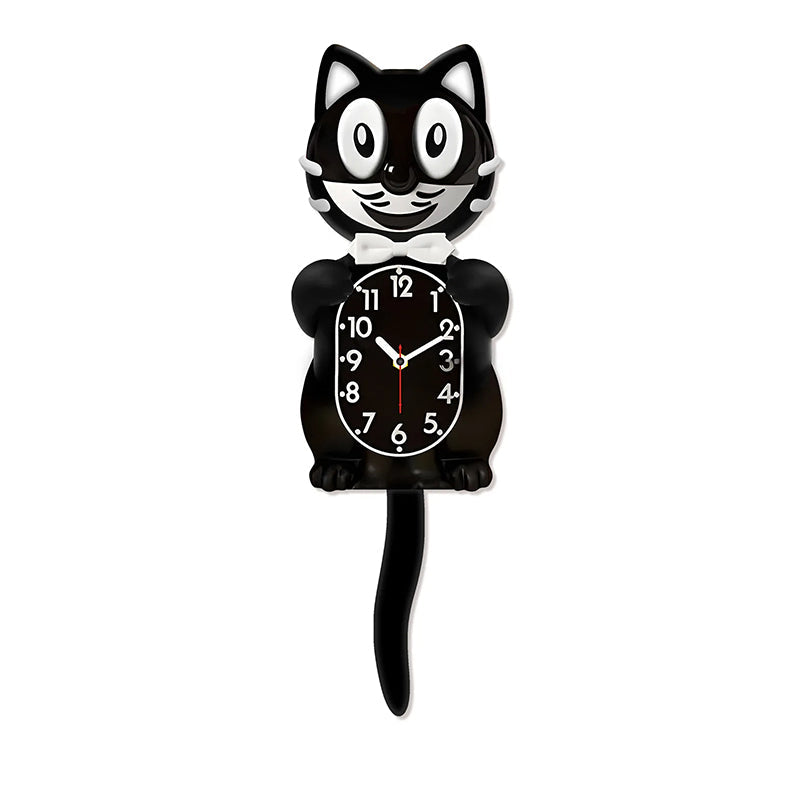 Cat Wall Clock with Swinging Tail for Retro Decor Gift