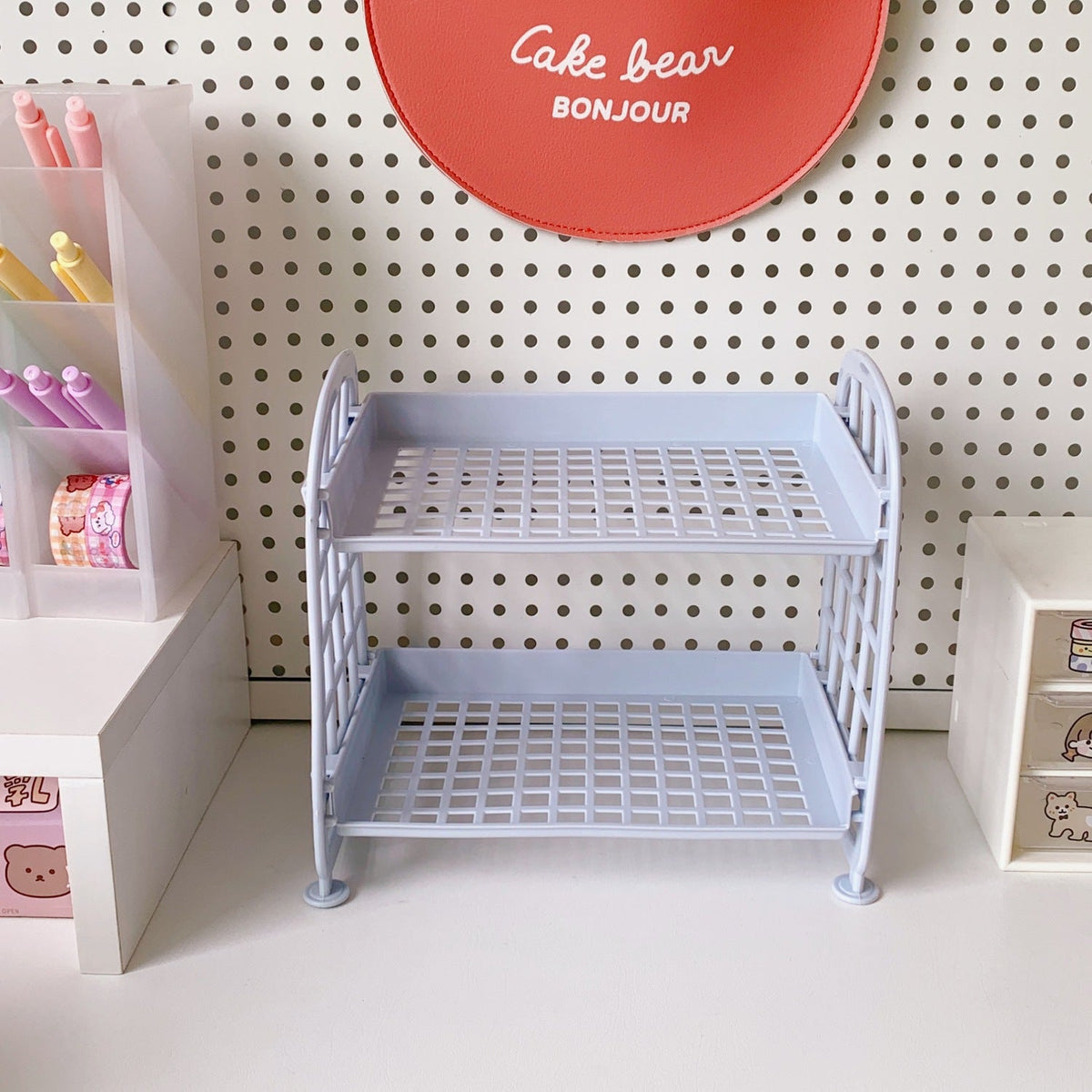 Double-Layer Desk Organizer Rack for Small Spaces