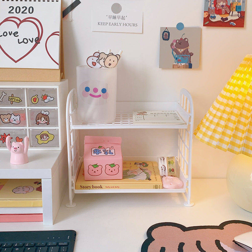 Double-Layer Desk Organizer Rack for Small Spaces