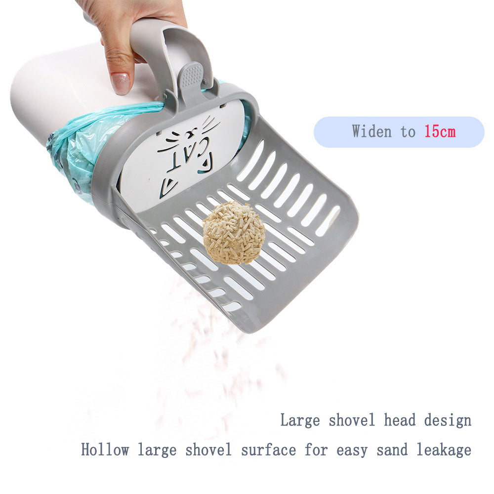 Cat Litter Scoop With Attached Large-Capacity Waste Bin