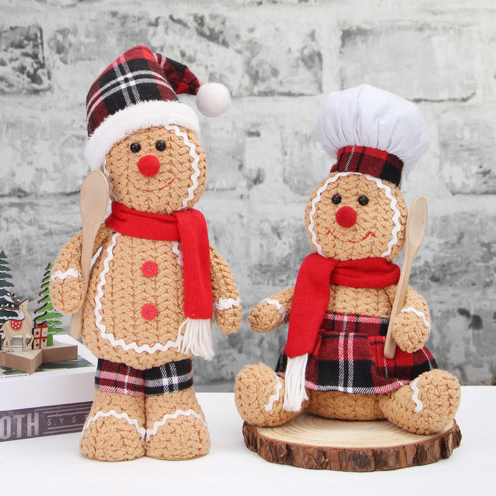 Christmas Gingerbread Doll Couple Holiday Mantel Decor