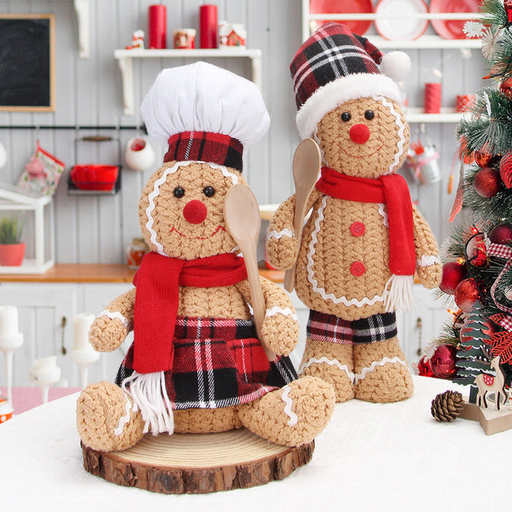 Christmas Gingerbread Doll Couple Holiday Mantel Decor