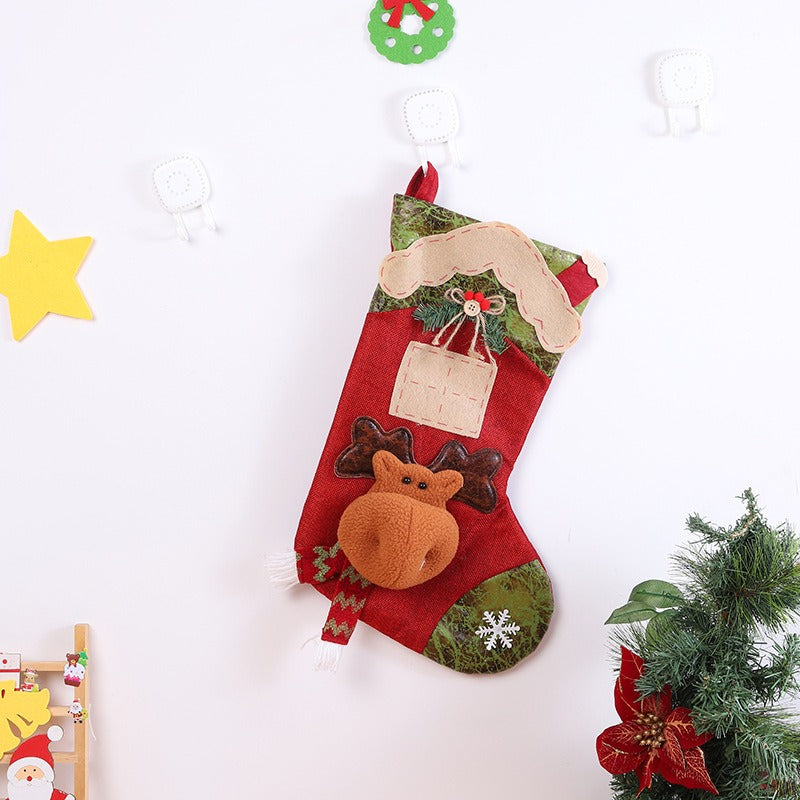 Large Christmas Stocking Gift Bag With Plush Character