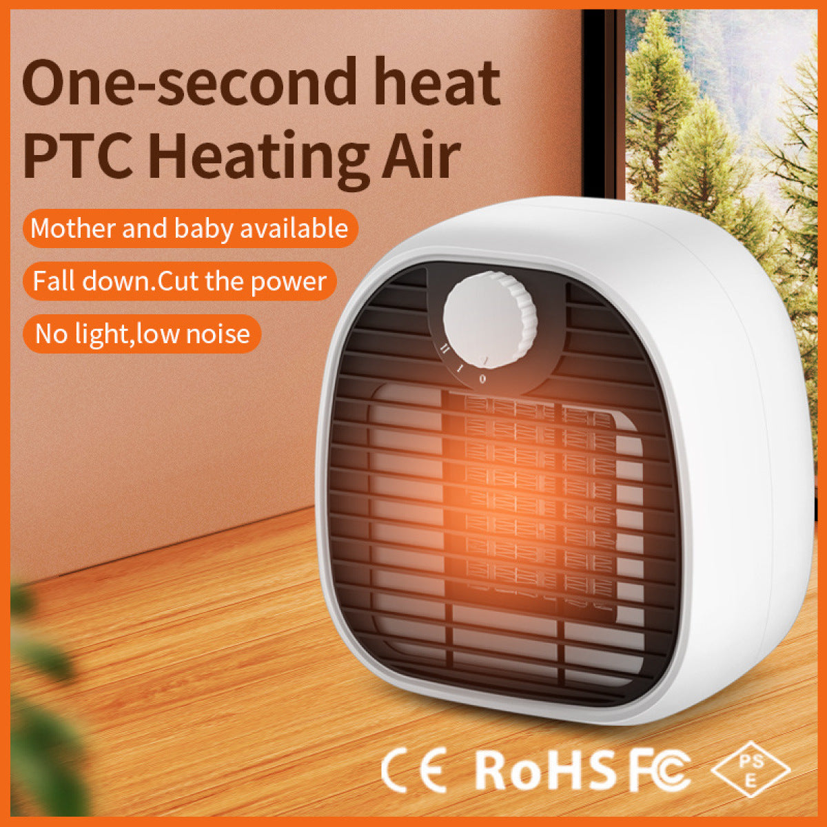 Mini Desk Heater with Fast Heat and Tip-Over Safety