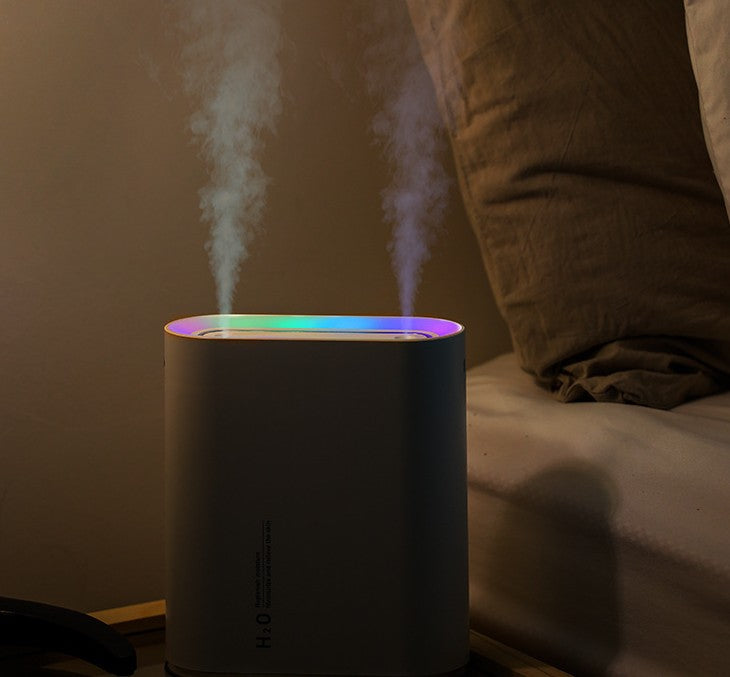 Mini USB Desk Humidifier with Dual Mist and RGB Glow