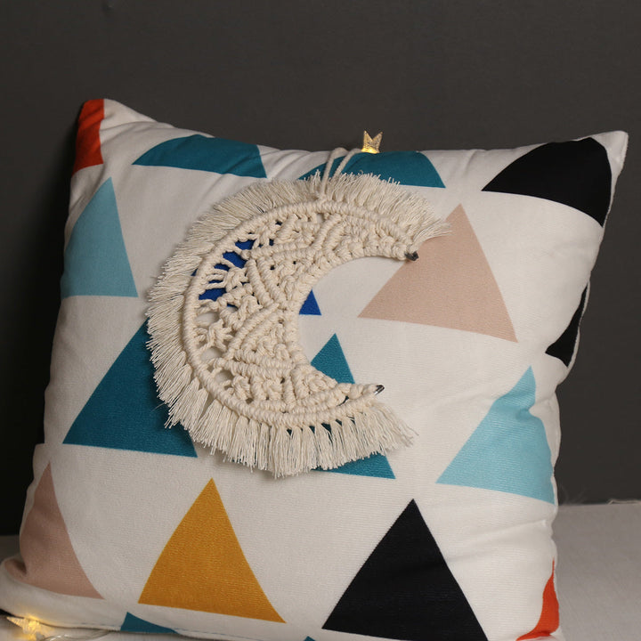 Hand-Woven Moon Wall Hanging for Bohemian Room Warmth