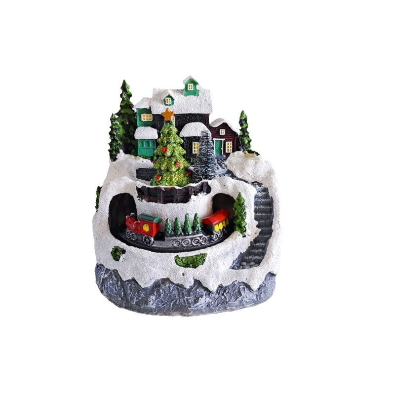 Christmas Village Decoration with Moving Train Lights