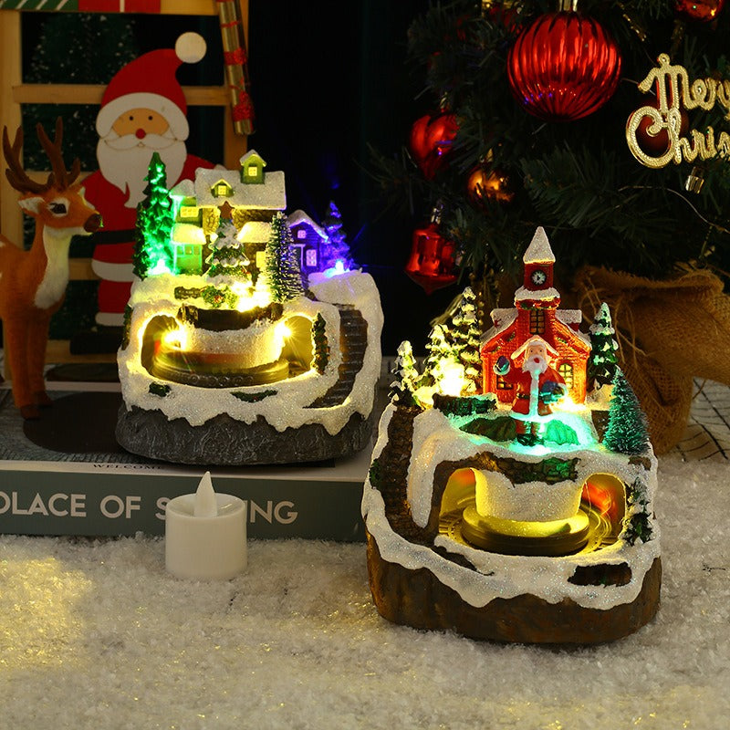 Christmas Village Decoration with Moving Train Lights