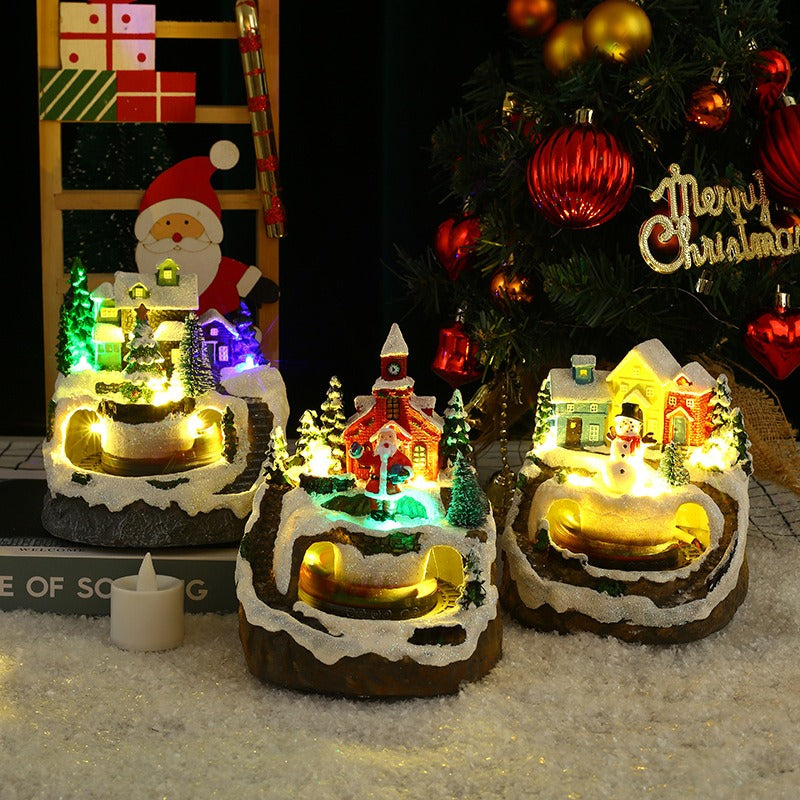 Christmas Village Decoration with Moving Train Lights