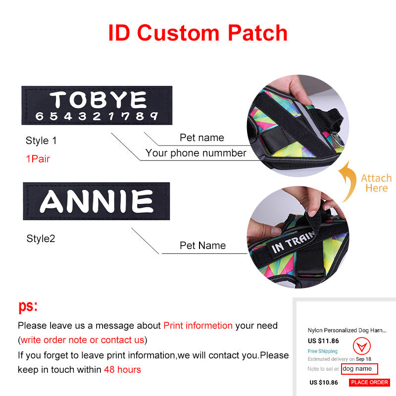 Reflective Dog Harness With Custom ID Patch for Walks