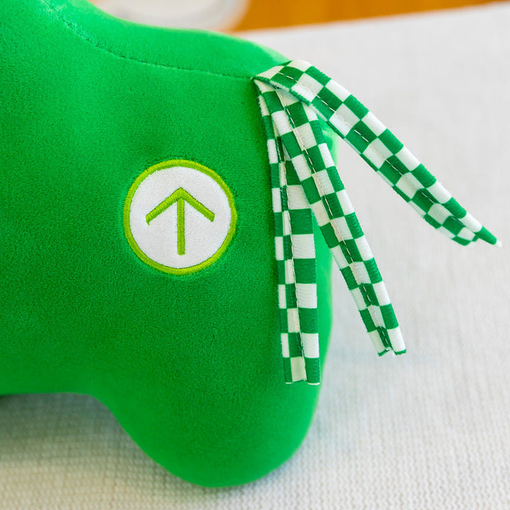 Green Pony Plush Toy With Soft Checkered Mane Decor