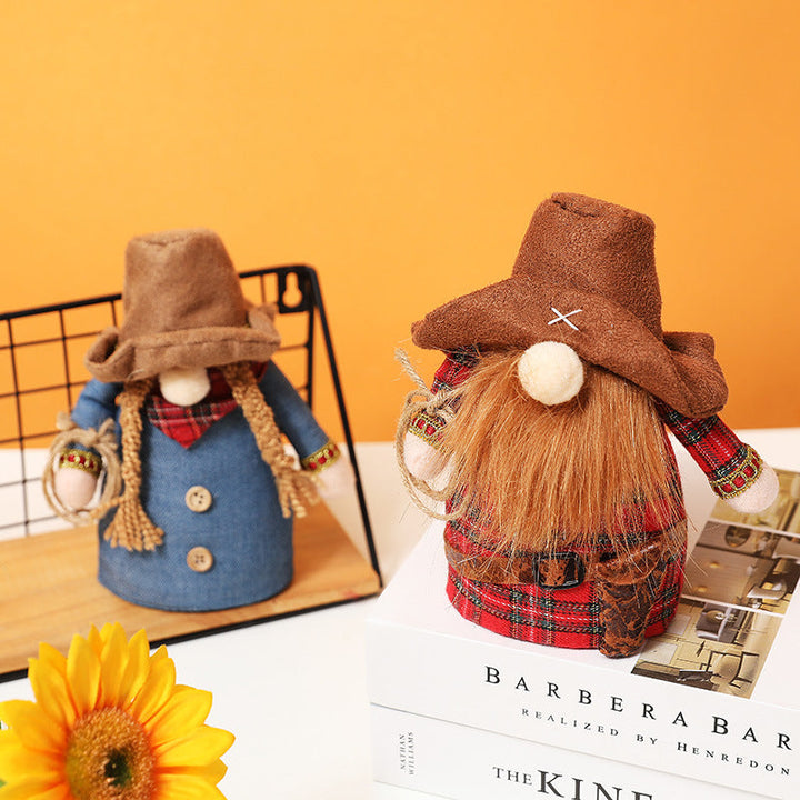Faceless Cowboy Doll Set for Rustic Western Home Decor