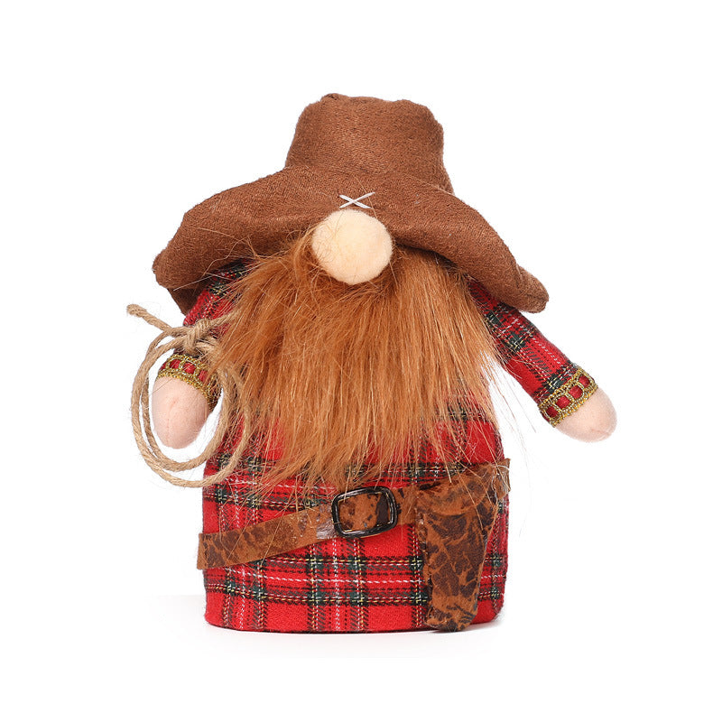 Faceless Cowboy Doll Set for Rustic Western Home Decor