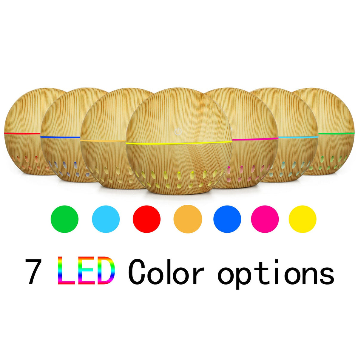 Wood-Grain Desktop Humidifier with Aroma Mist & LED