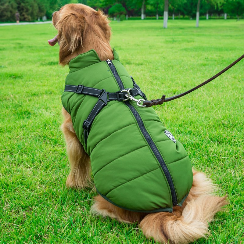 Reflective Dog Coat With Built-In Adjustable Harness