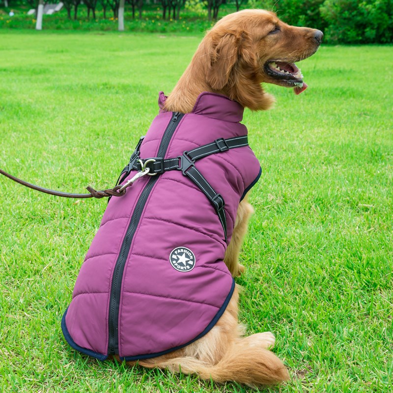 Reflective Dog Coat With Built-In Adjustable Harness