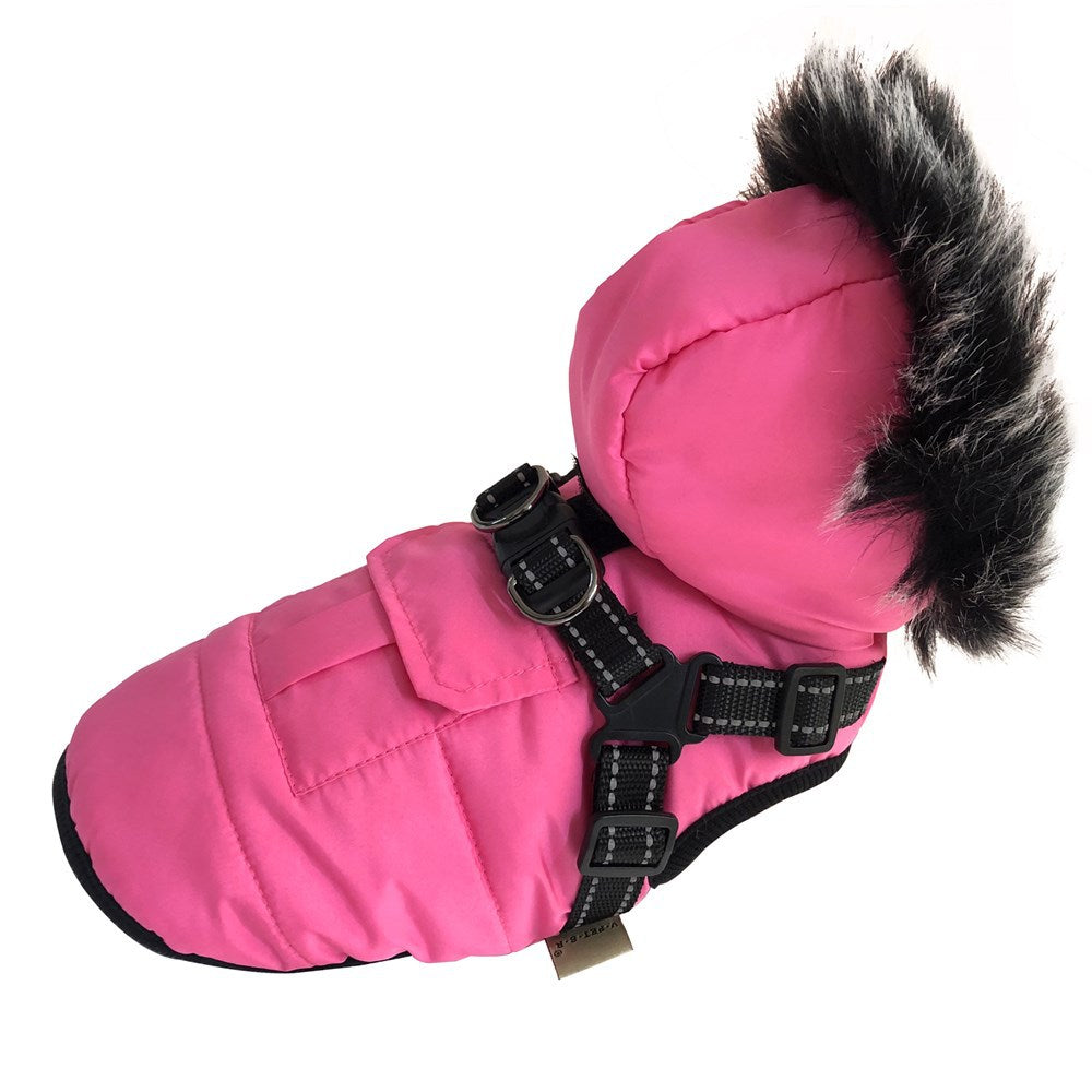 Reflective Winter Dog Coat With Warm Integrated Harness