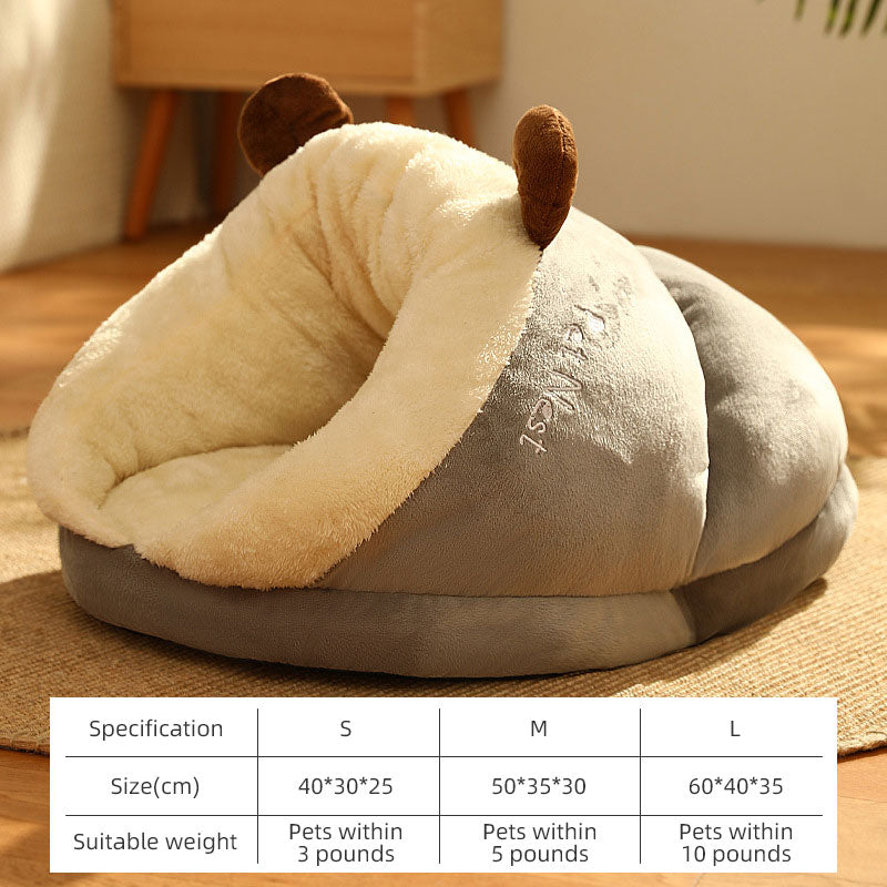 Pet Kennel Bed: Warm Deep Plush Nest for Small Dogs