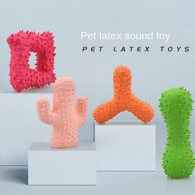 Spiked Latex Dog Toy Set for Chew, Fetch & Squeaky Play
