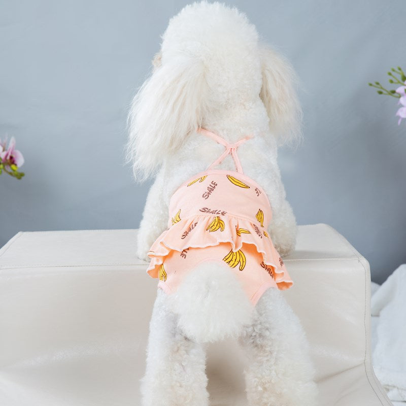 Small Dog Hygiene Pants With Banana Print, Comfy Coverage