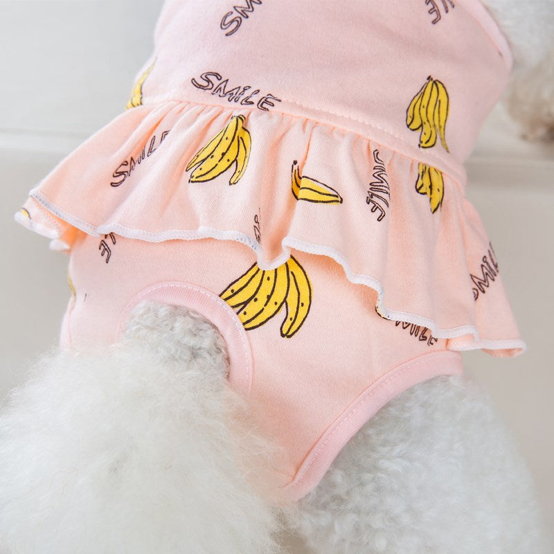 Small Dog Hygiene Pants With Banana Print, Comfy Coverage