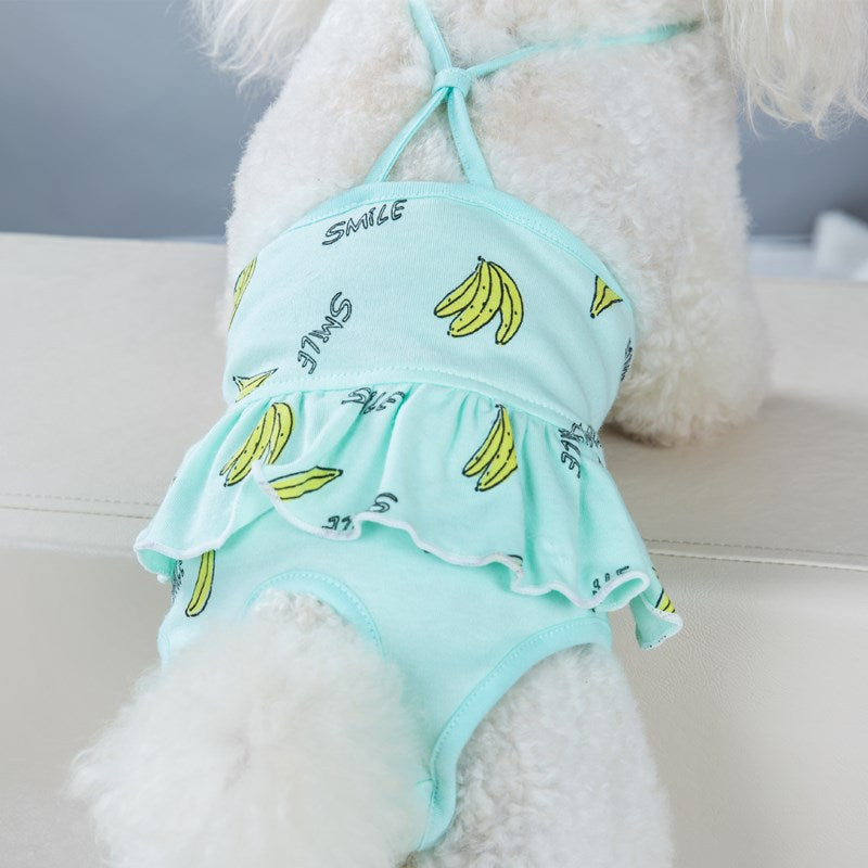 Small Dog Hygiene Pants With Banana Print, Comfy Coverage
