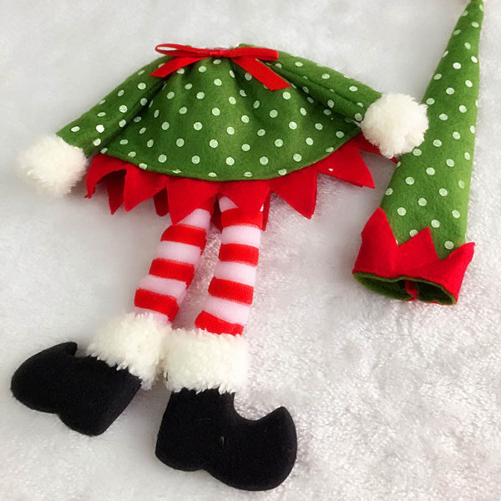 Christmas Wine Bottle Cover for Festive Elf Table Decor