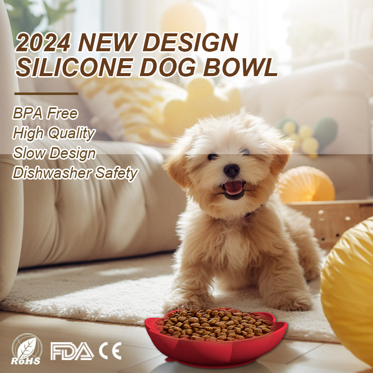 Portable Silicone Slow Feeder Dog Bowl for Travel Meals
