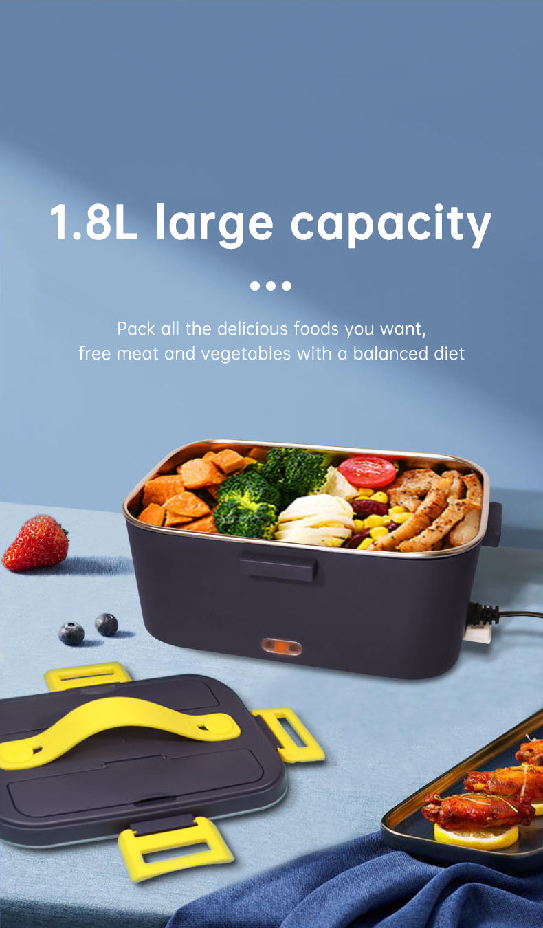 Electric Heated Lunch Box with 12V Car Plug, 1.8L