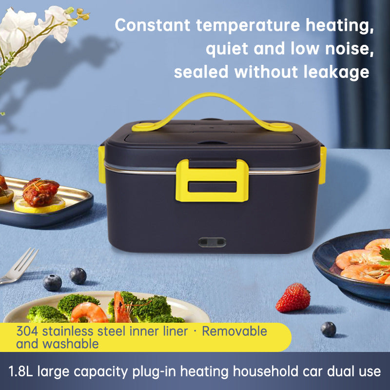 Electric Heated Lunch Box with 12V Car Plug, 1.8L