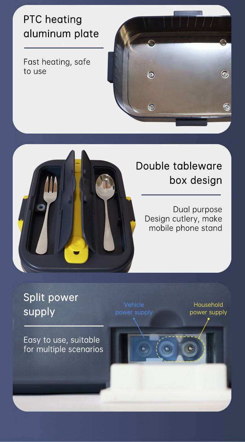 Electric Heated Lunch Box with 12V Car Plug, 1.8L