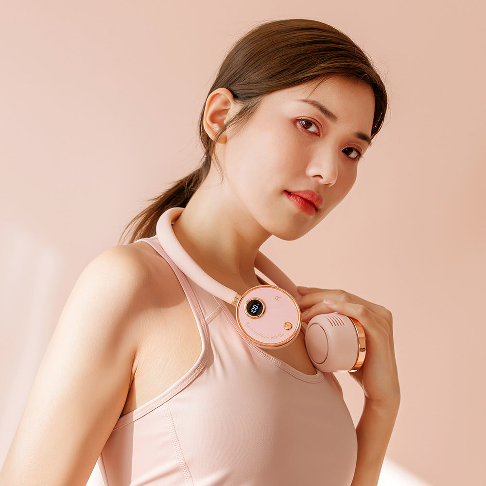 Hanging Neck Fan with Digital Display: Hands-Free Cooling