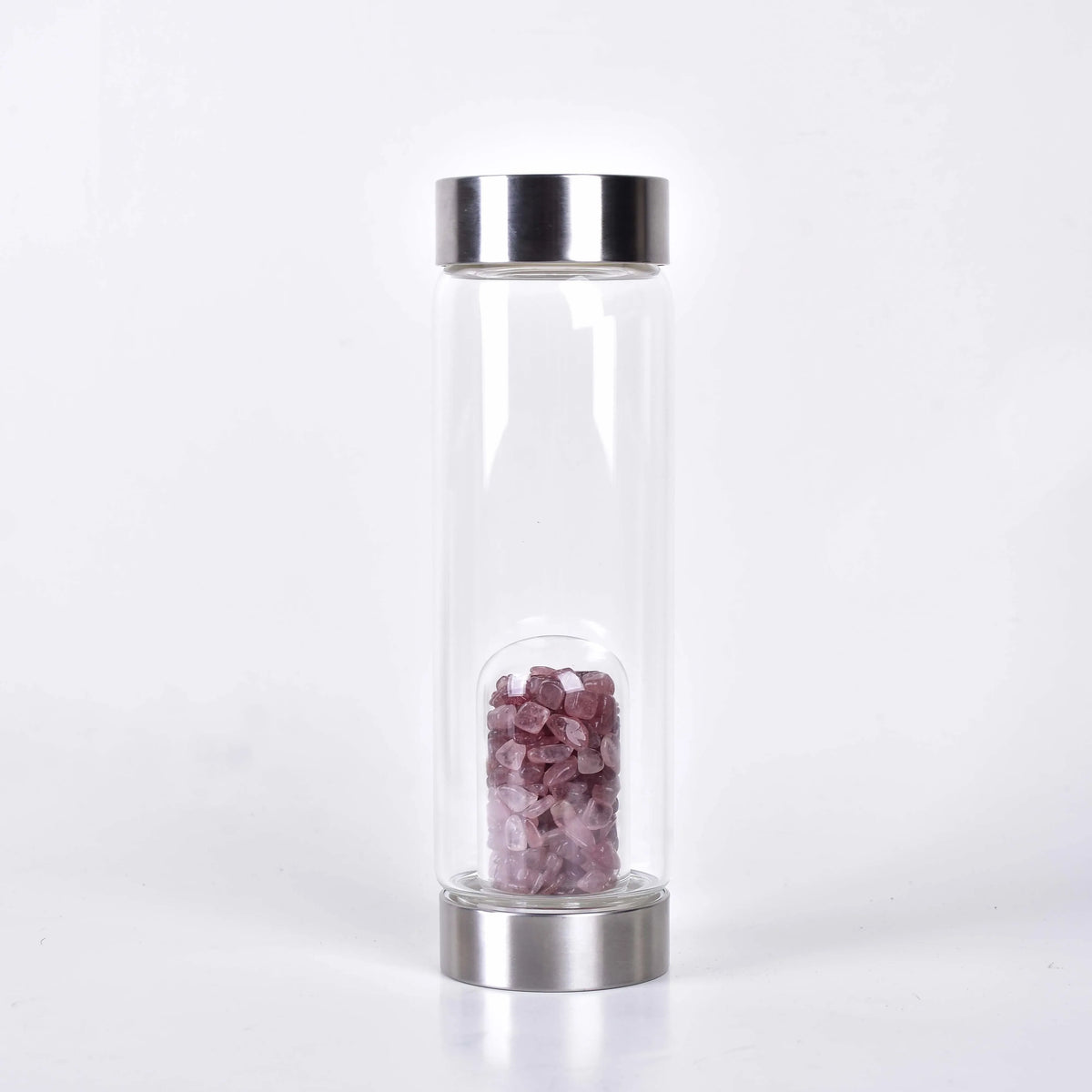 Rose Quartz Glass Water Bottle for Mindful Hydration