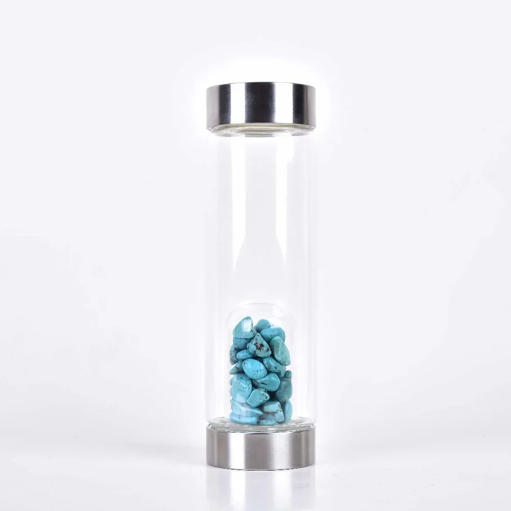 Rose Quartz Glass Water Bottle for Mindful Hydration