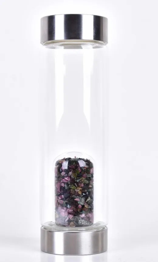 Rose Quartz Glass Water Bottle for Mindful Hydration